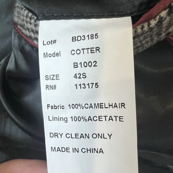 Vintage Patrick James Cotter Men's 42S Short Blazer Suit Jacket Camel‎ Hair - Picture 9 of 9